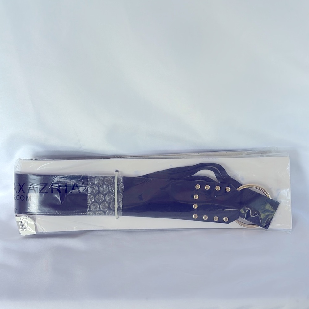 NWT BCBGMAXZRIA FAUX SUEDE BLACK FRINGE BELT SIZE ML - Picture 4 of 8